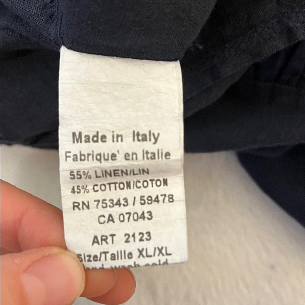 Terzo Millennio Italy Linen Cotton Midi Dress Navy Casual Sleeveless Size XL - Picture 11 of 12